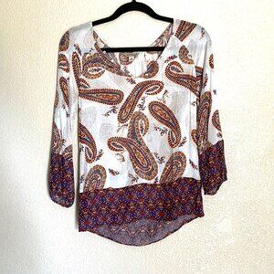 Lucky Brand Boho Hippie Top Shirt Blouse XS fall colors